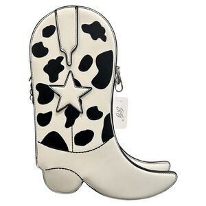 Girly Cow Print Boot-Shaped Bag NWT